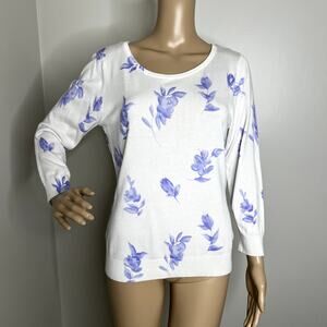 Premise Studio White Floral Patterned Sweater